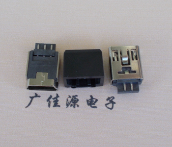 东凤镇MINI USB 5Pin接口 带护套焊线母座 B型180度铜壳