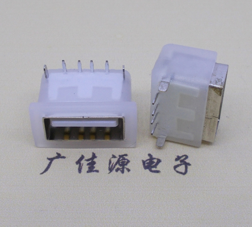 东凤镇卧式后两脚DIP插板USB AF 2.0防水母座,反向插A公头连接器