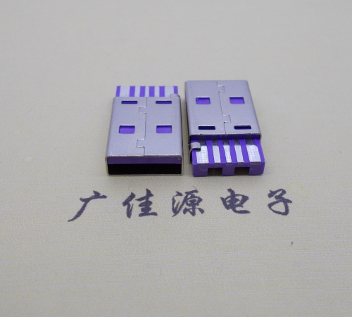 东凤镇短路usbA公5p焊线式大电流 紫色胶芯快充插头
