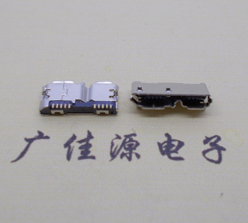 东凤镇micro usb 3.0母座双接口10pin卷边两个固定脚 