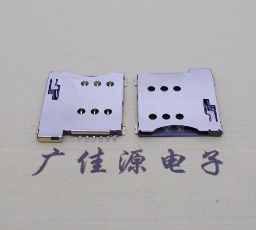 东凤镇手机自弹卡座 MICRO SIM 1.35H 6P PUSH卡座连接器